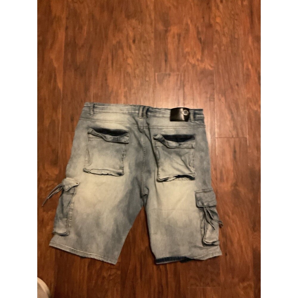 Beat And Rhythm Men’s W 42 Denim Cargo Shorts, Y2K Baggy, Distressed Hip-Hop